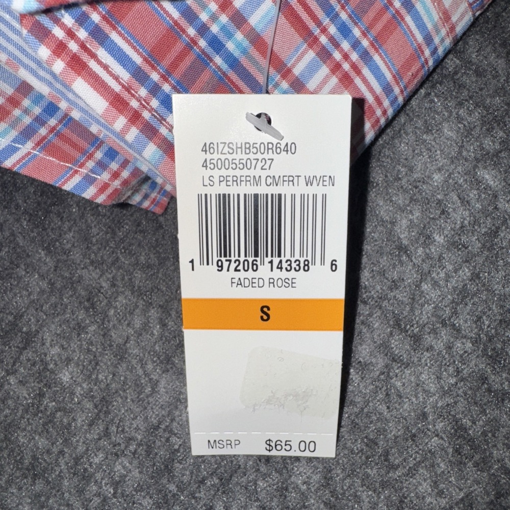 IZOD Men Comfort + Performance Woven Shirt Stretch Faded Rose Check Sz S NEW $65 - Picture 6 of 8